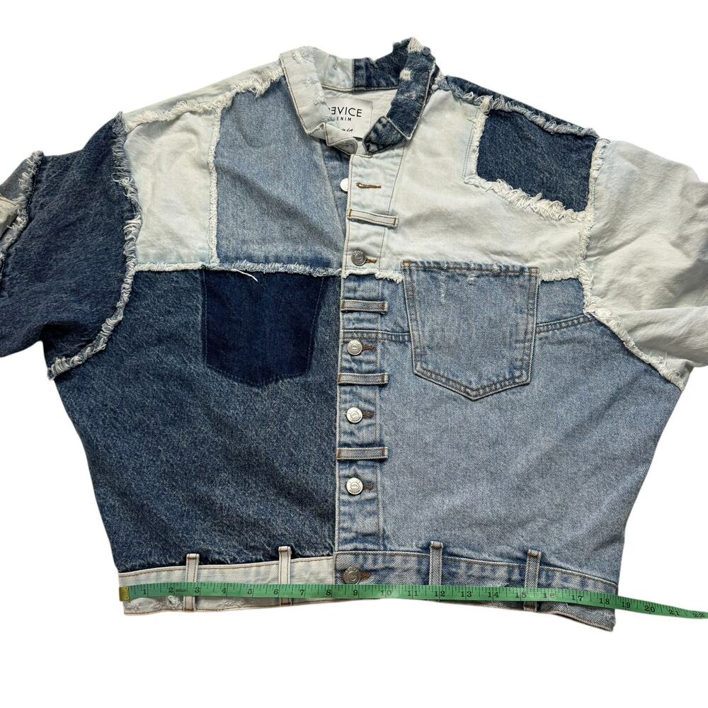 REVICE DENIM Patchwork Jean Jacket Size Large Wom… - image 8